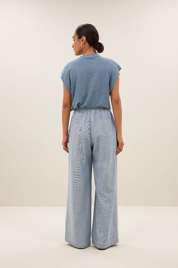 By Bar - Mason Linen Top - 706 Blue Stone