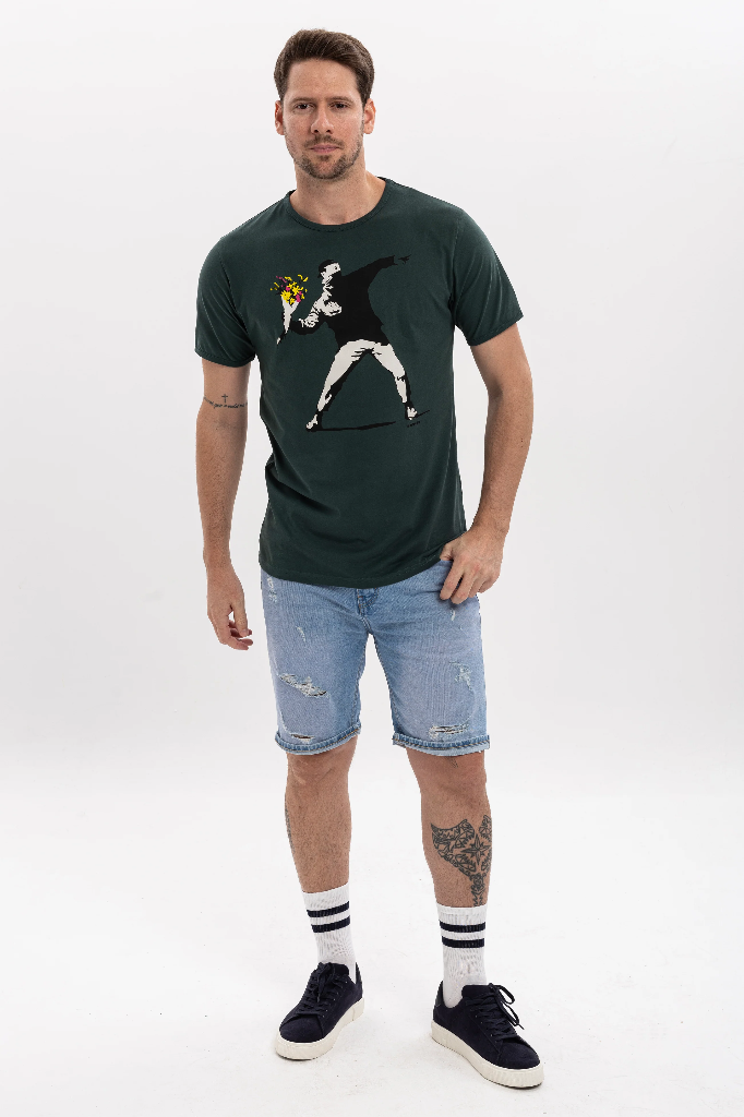 S-Ponder - T-Shirt Banksy Flower - men cut