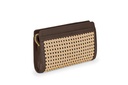 Tragbar XL Clutch Wiener Geflecht | dunkelbraun | gold | genarbt 