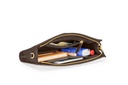 Tragbar XL Clutch Wiener Geflecht | dunkelbraun | gold | genarbt 