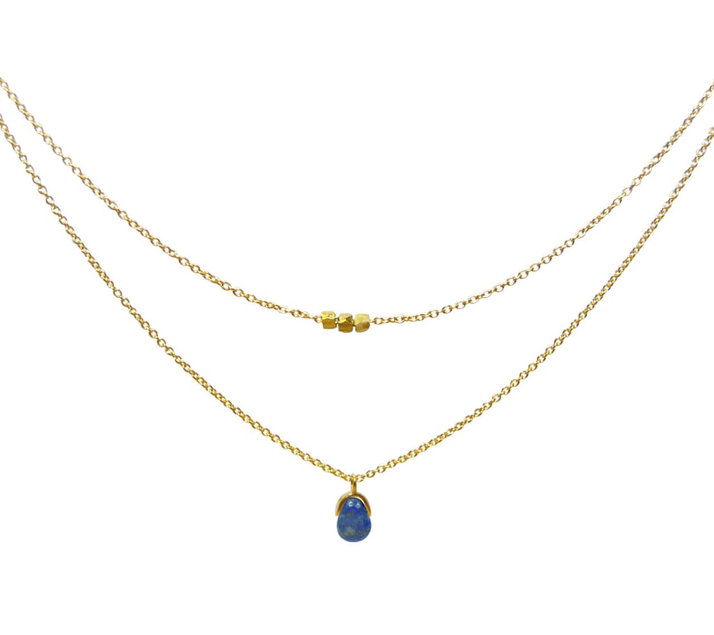 Mas Jewelz - doppelte Kette mit Edelstein - Lapislazuli