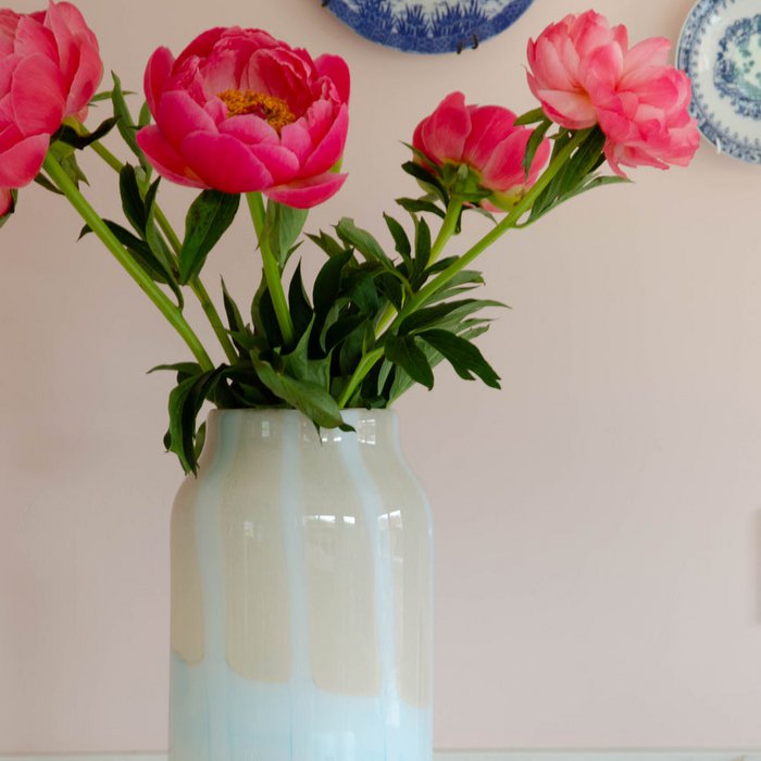 Vase Lenn sand / light blue