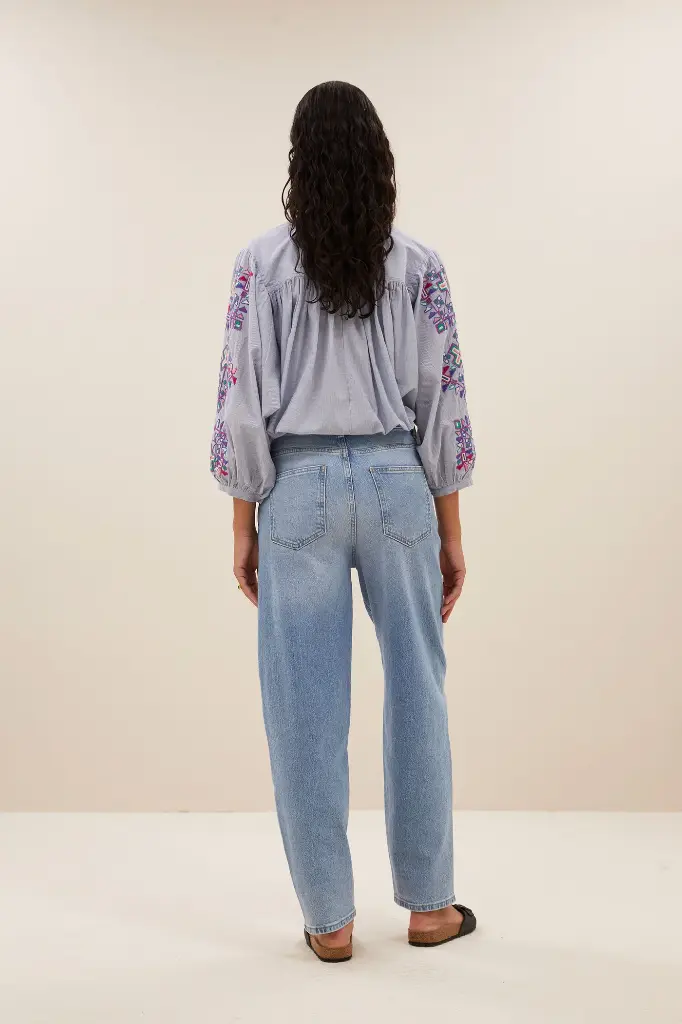 By Bar - Becky Pinstripe Blouse - 813 Indi Grey