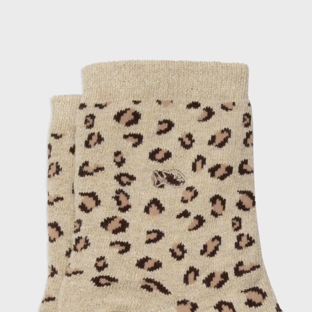 Billybelt - Baumwollsocken Leo Beige glitter