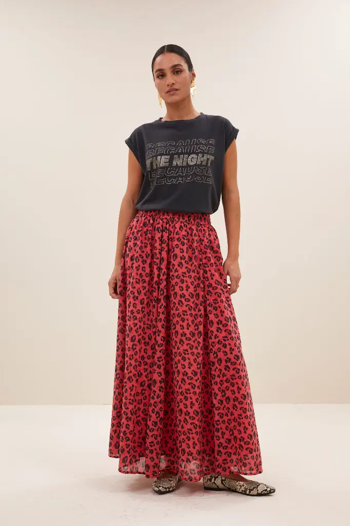 By Bar - Ruby Red Cheetah Skirt - 1303 Red Cheetah print 