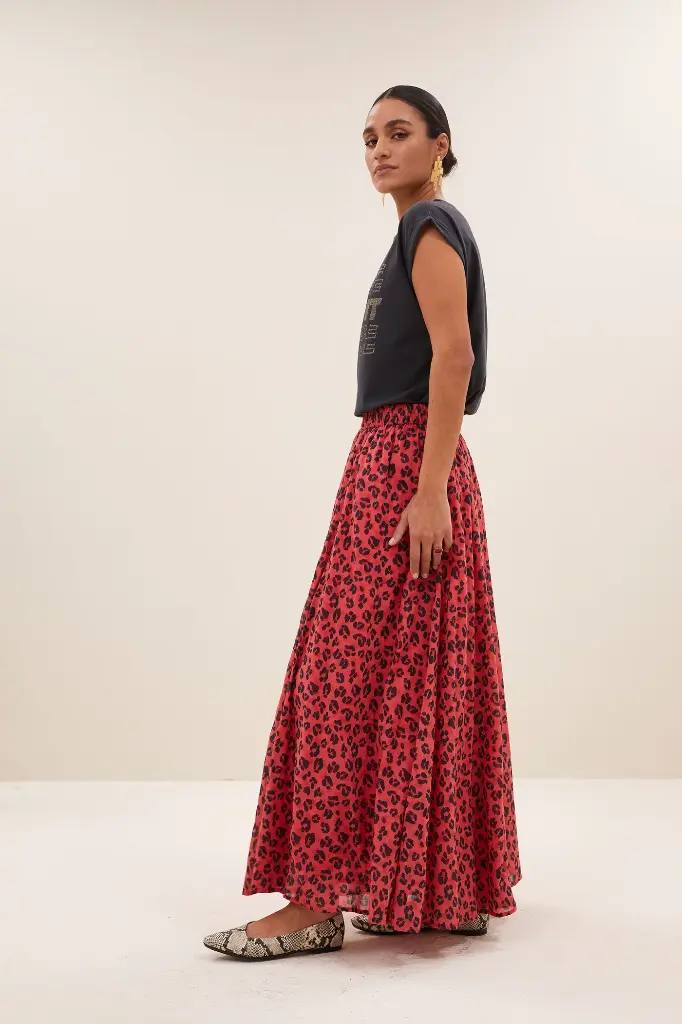 By Bar - Ruby Red Cheetah Skirt - 1303 Red Cheetah print 