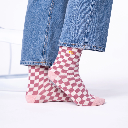 Billybelt - Karo Socken Blassrosa Ecru - Gr. 37-40