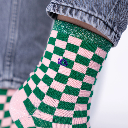 Billybelt - Karo Socken Grün Rosa - Gr. 37-40