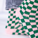 Billybelt - Karo Socken Grün Rosa - Gr. 37-40