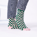 Billybelt - Karo Socken Grün Rosa - Gr. 37-40
