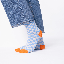 Billybelt - Karo Socken Hellblau Beige - Gr. 37-40