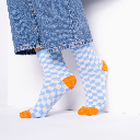 Billybelt - Karo Socken Hellblau Beige - Gr. 37-40