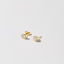 Hartgut Buntbeton - 7mm Ohrstecker (Paar) Silberfassung vergoldet - Muschelbeton - Gelbgold Muschel gelb Leuchtende Auster