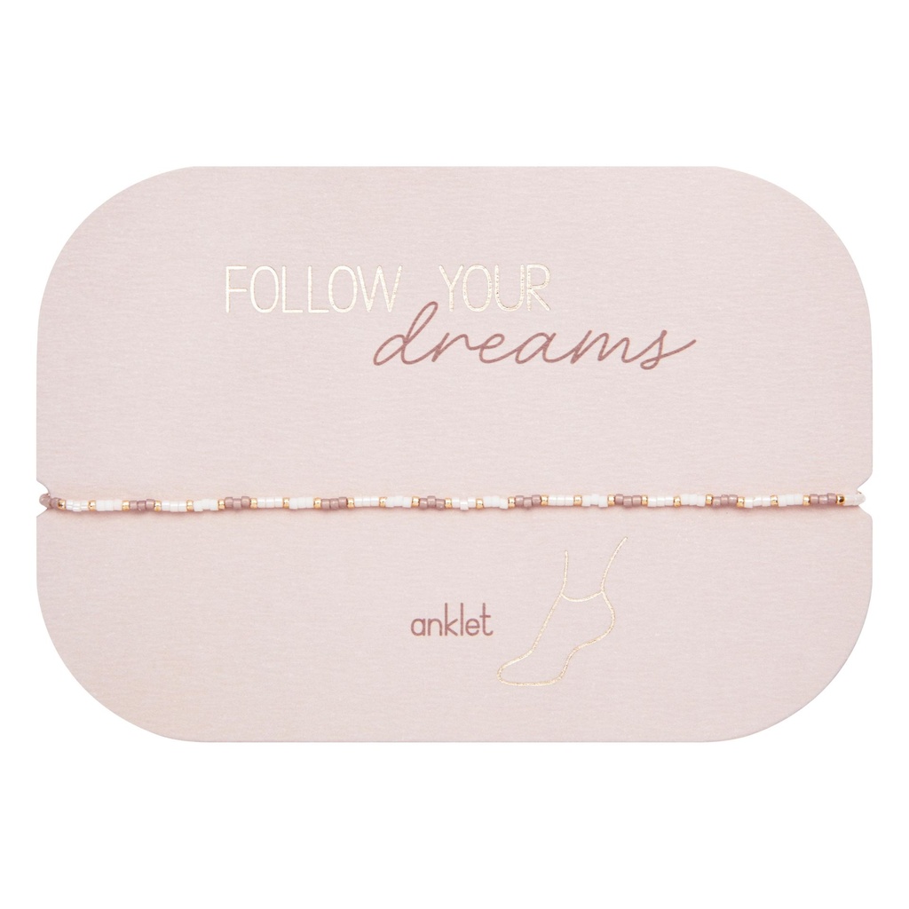 HCA - elastisches Fußkettchen - Follow your dreams - Miyuki-Perlen - braun