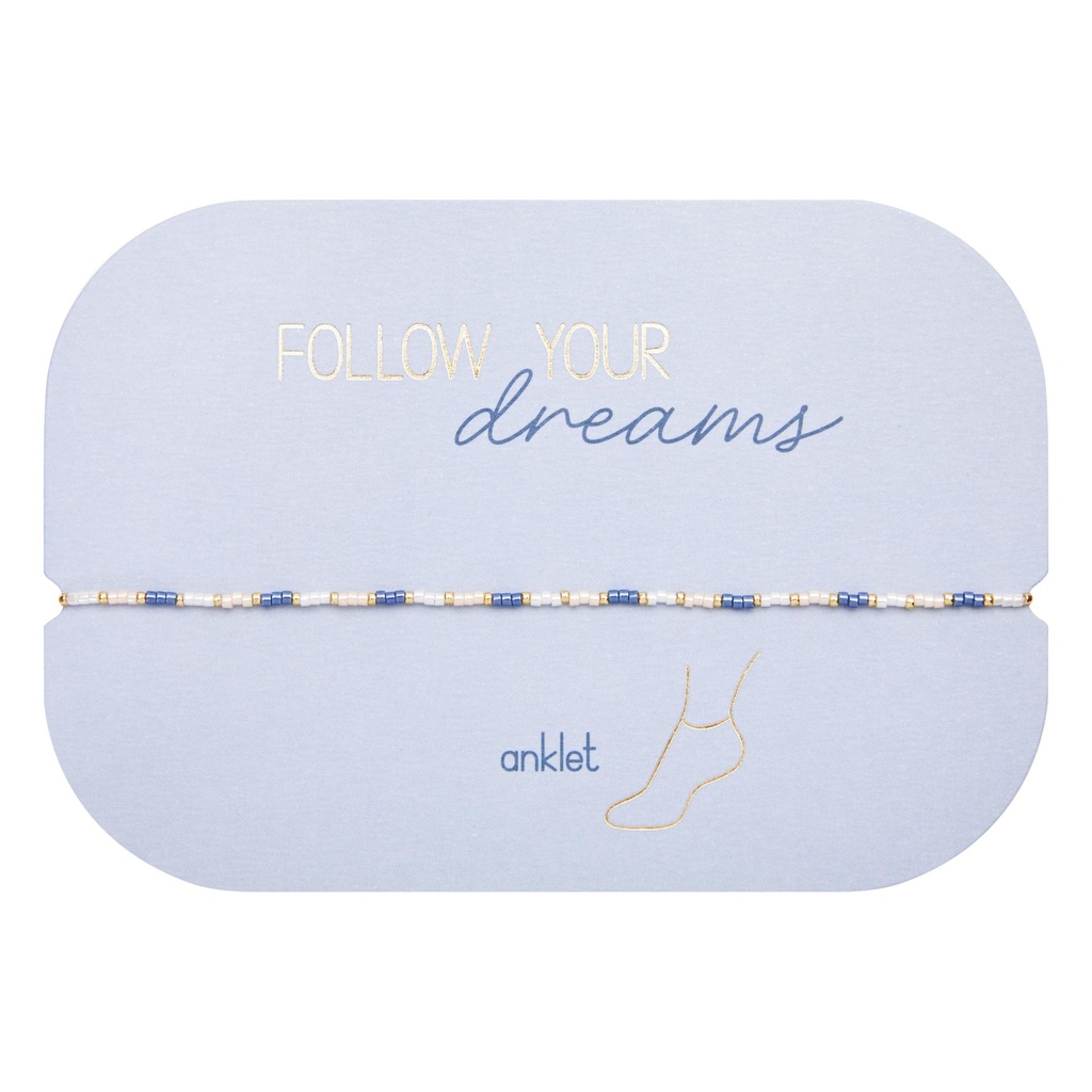 HCA - elastisches Fußkettchen - Follow your dreams - Miyuki-Perlen - blau