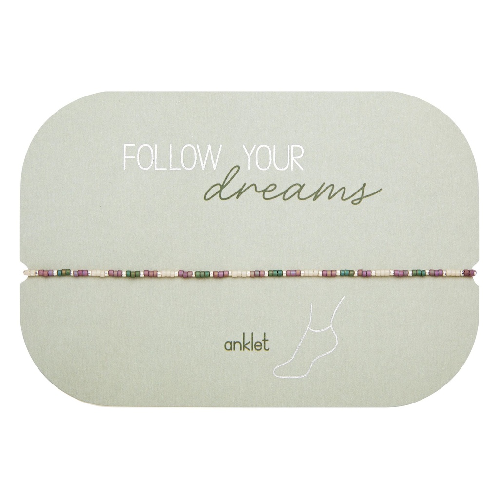 HCA - elastisches Fußkettchen - Follow your dreams - Lila/grün