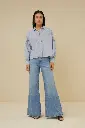 By Bar - sarah short pin stripe blouse - 813 indi grey