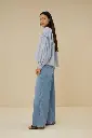 By Bar - sarah short pin stripe blouse - 813 indi grey