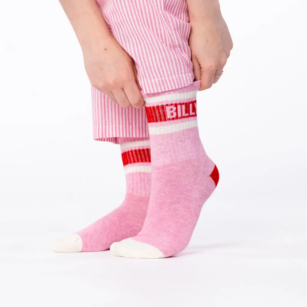 Billybelt - Tennissocken rosa rot weiß gestreift - Gr. 37-40