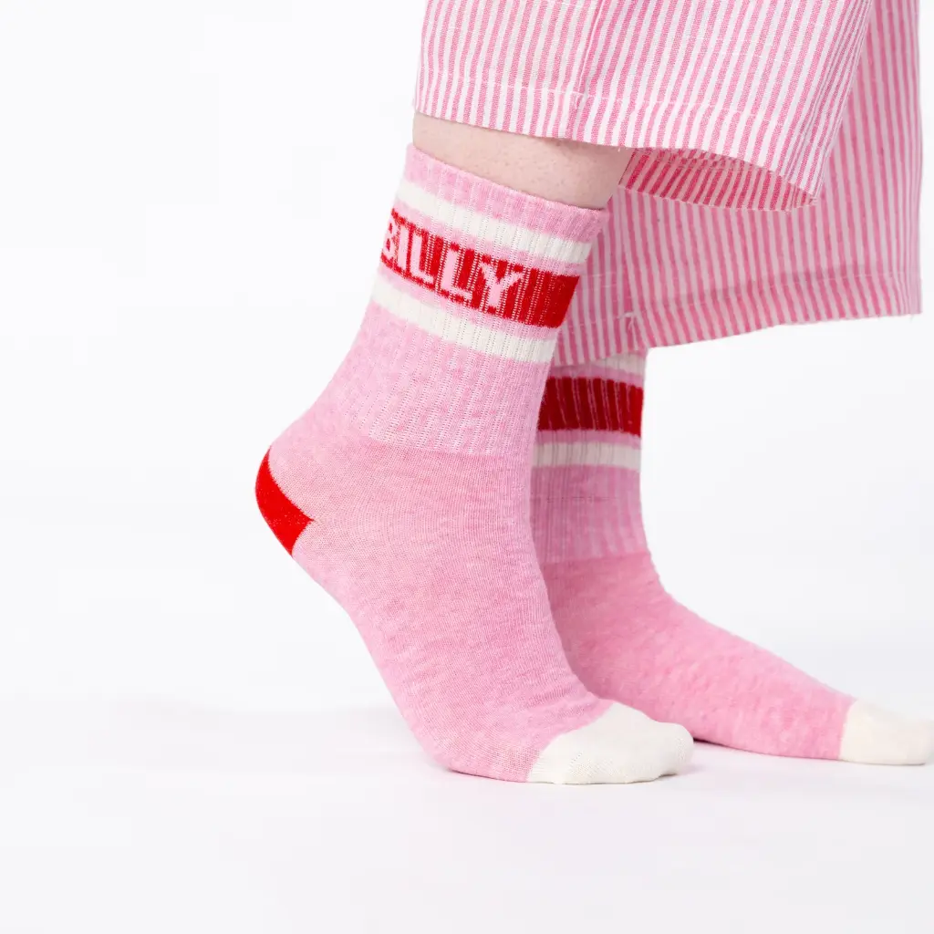 Billybelt - Tennissocken rosa rot weiß gestreift - Gr. 37-40