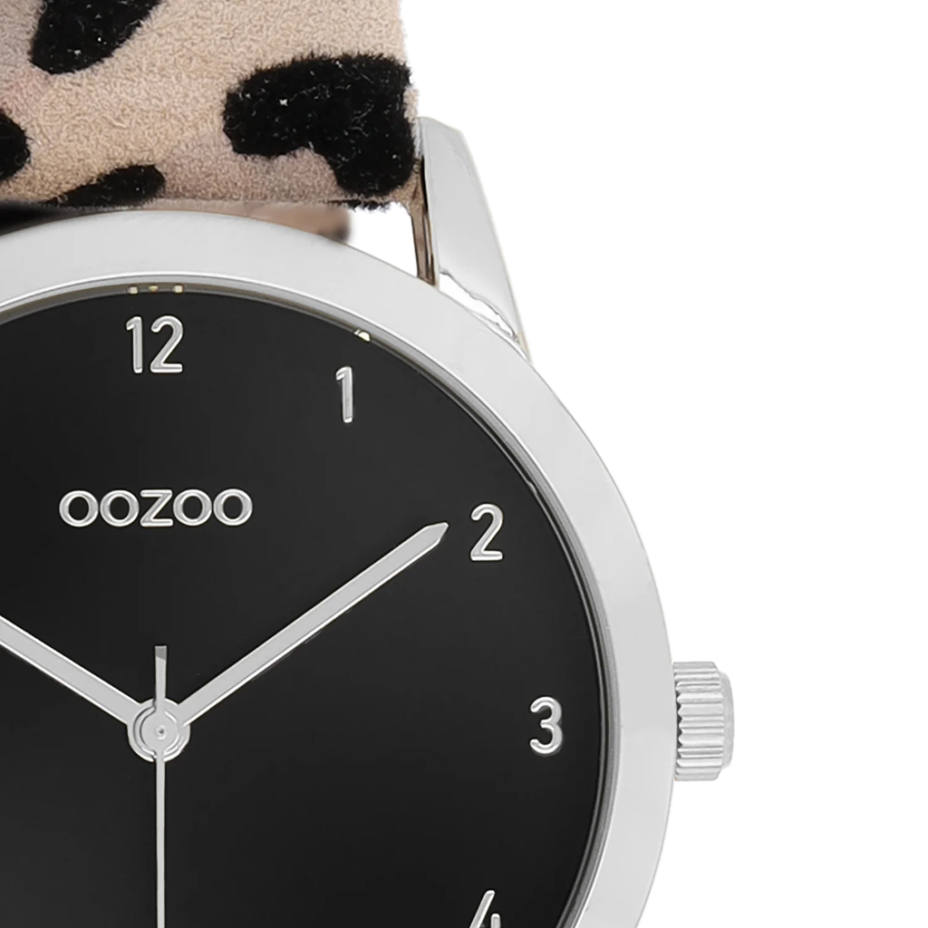 Oozoo Timepieces - Armbanduhr - Leo Damen Silber / Schwarz 38mm M