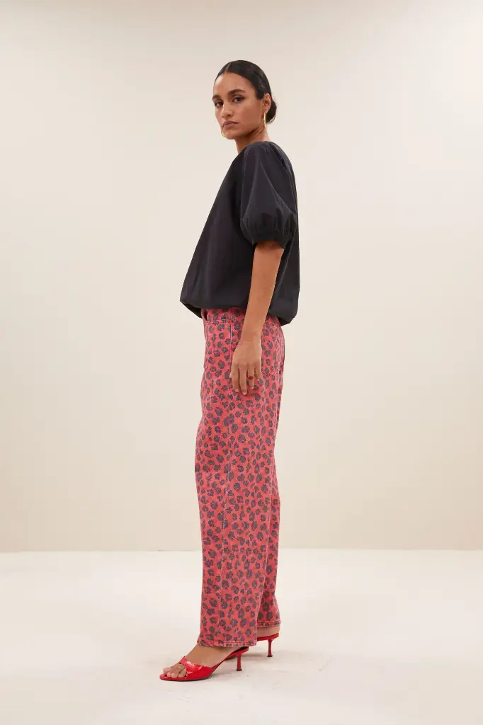 By Bar - Lew Red Cheetah Pants - 1303 Red Cheetah print