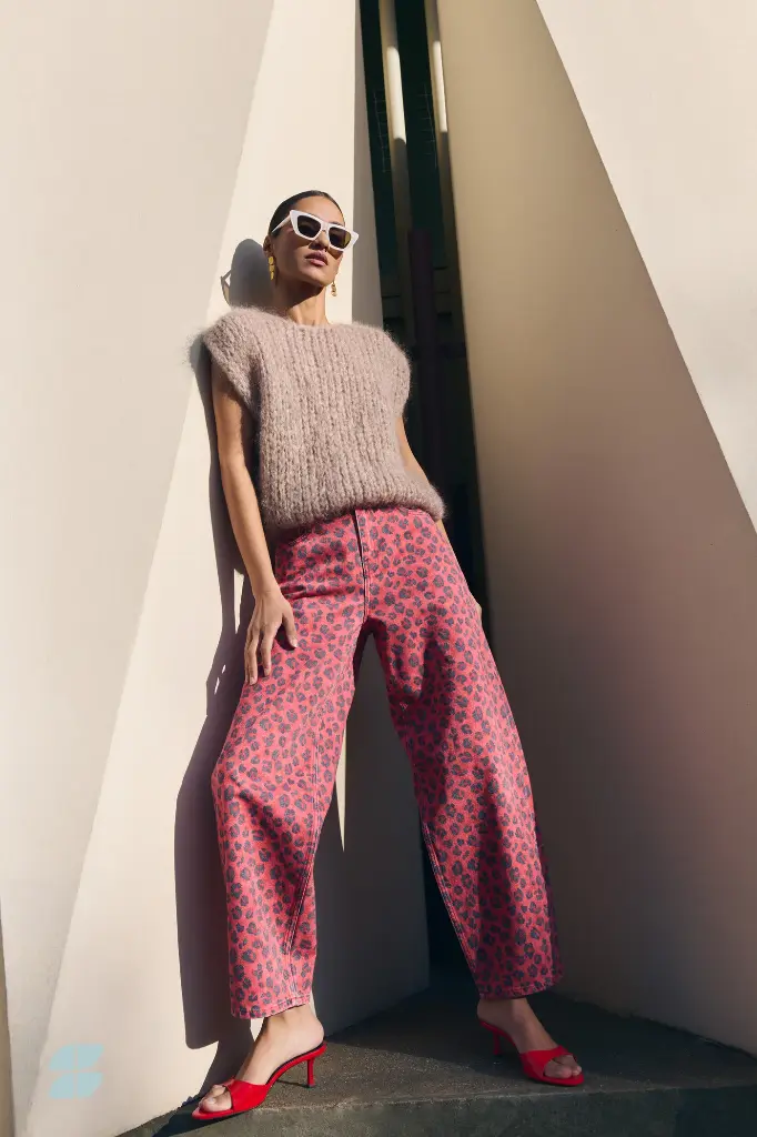 By Bar - Lew Red Cheetah Pants - 1303 Red Cheetah print