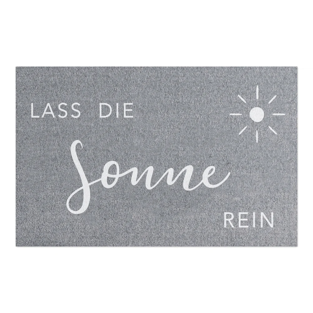 Eulenschnitt - Waschbare Fußmatte grau Lass die Sonne rein