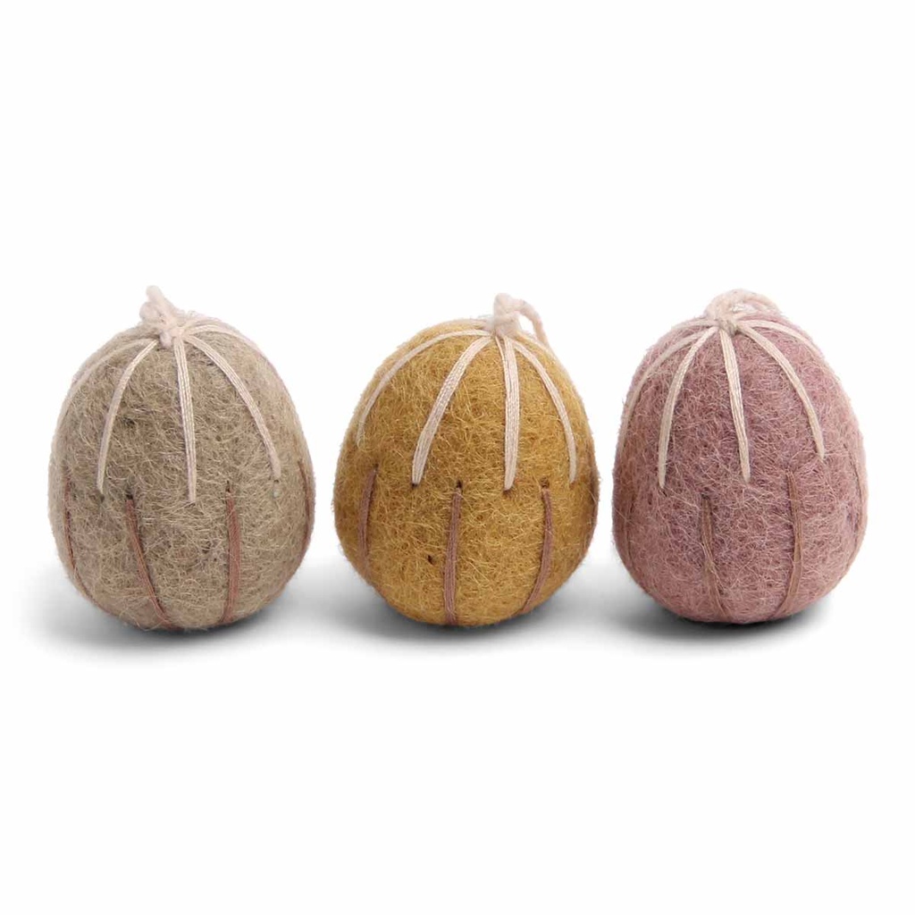Gry & Sif - Eggs with Embroidery Stripes - Set of 3