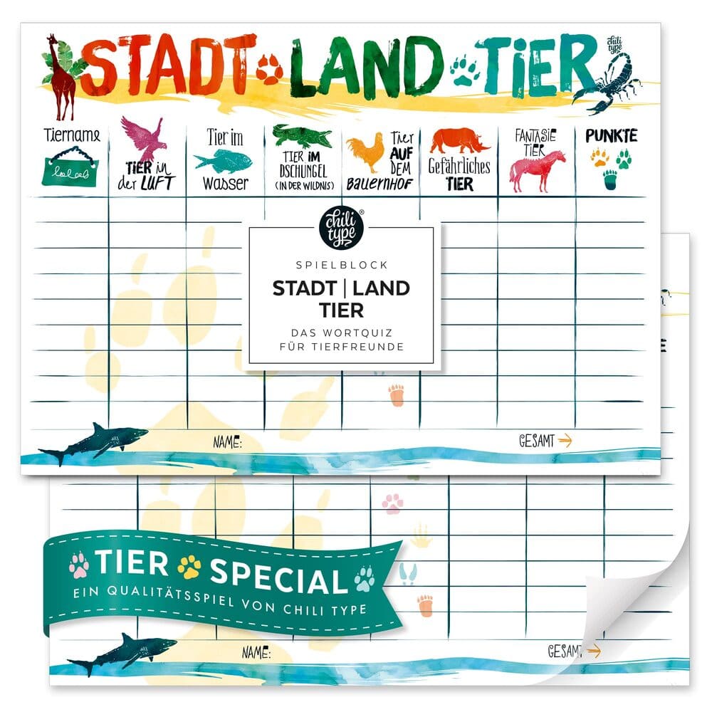 Chilitype - Stadt-Land-Tier - Spielblock DIN A4