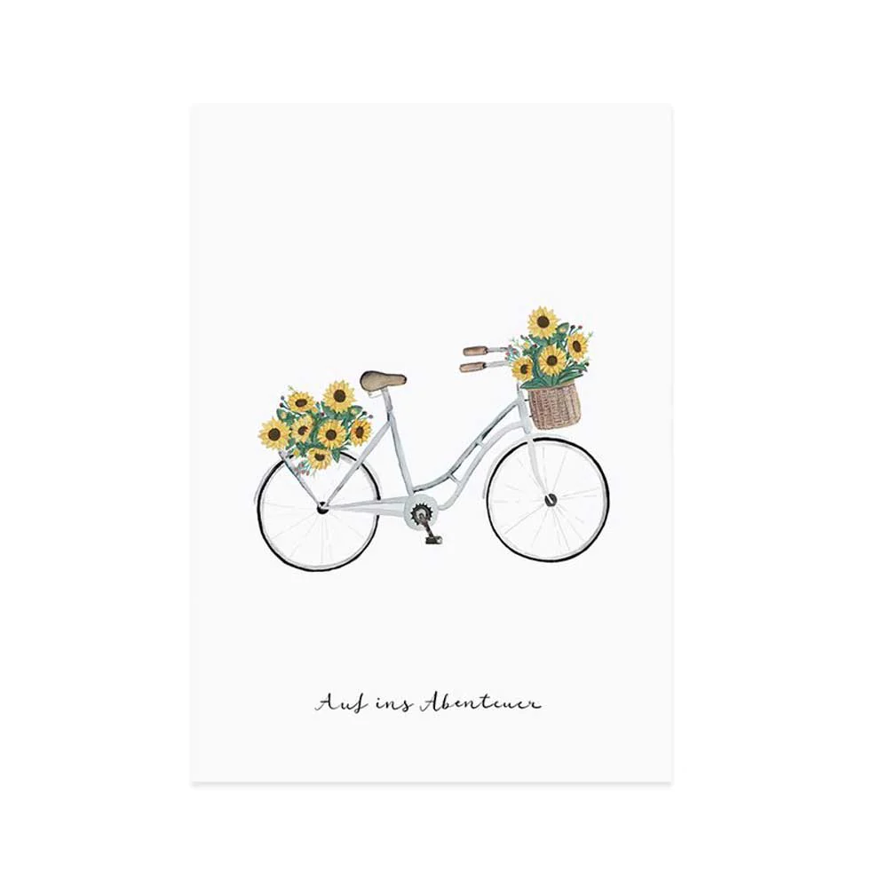 Eulenschnitt - Postkarte - Fahrrad auf ins Abenteuer