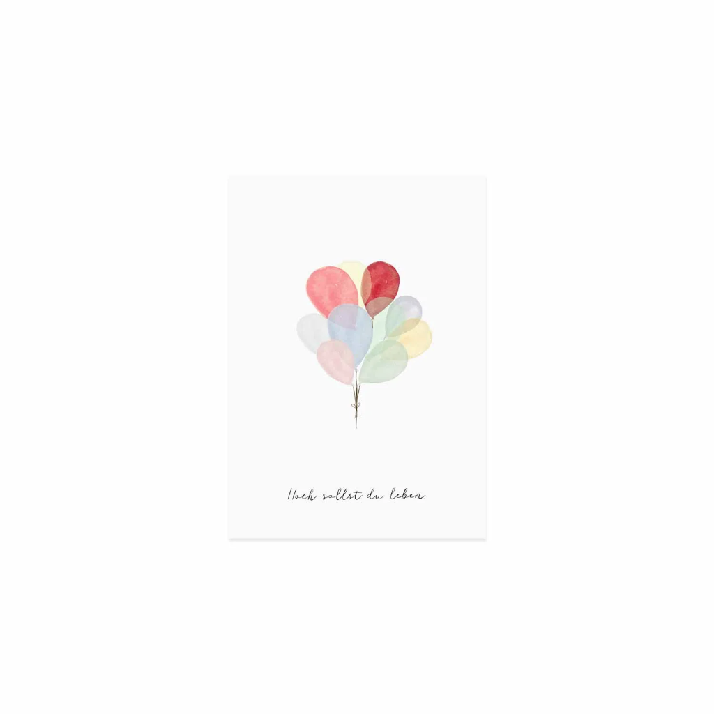 Eulenschnitt - Postkarte - Luftballon Hoch sollst du leben