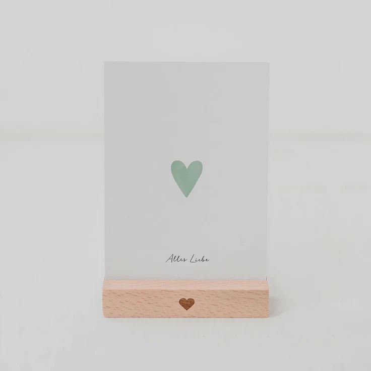 Eulenschnitt - Postkarte - Herz hellblau Alles Liebe