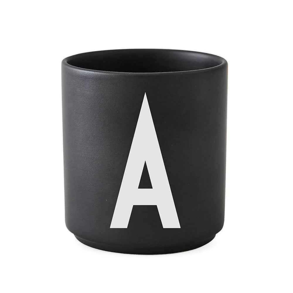 Design Letters - Personal Porcelain cup black A-Z