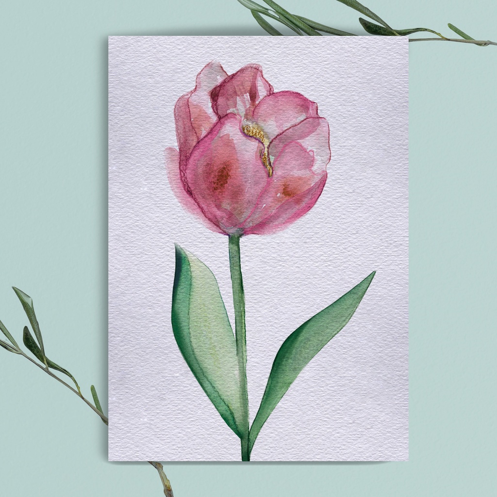 Elena Klein - Klappkarte mit Umschlag - Tulpe rosa