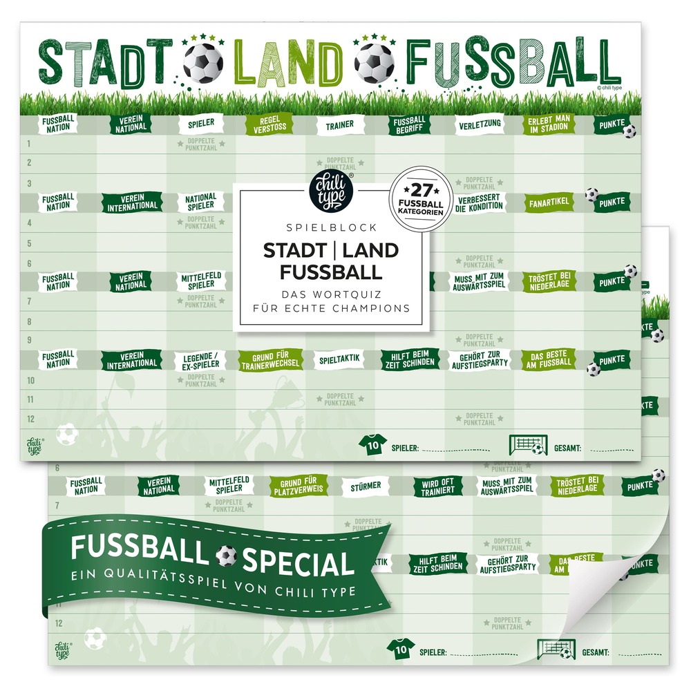 Chilitype - Stadt-Land-Fussball - Spielblock DIN A4