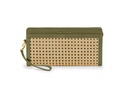Tragbar XL Clutch Wiener Geflecht | oliv | gold | genarbt