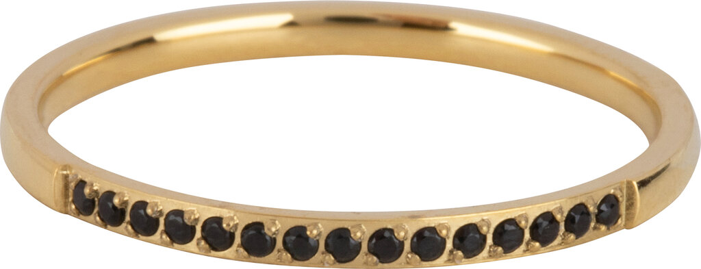 Charmins Ring - R1267 - Gold Small Alliance Ring Black Crystals