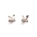 Lisa Kroeber Jewellery Art - Earrings Birds Big -  Light Polished Silver