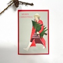 Elena Klein - Klappkarte mit Umschlag - Frau Tannenbaum unterm Arm Frohe Weihnachten