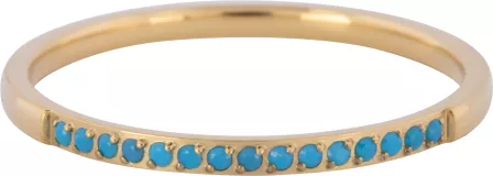 Charmins Ring - R1261 - Gold Small Alliance Ring Turquoise Crystals