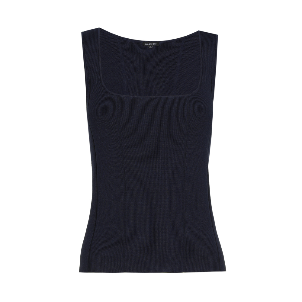 Caroline Biss - FITTED RIBBED KNIT TOP navy 