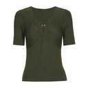 Caroline Biss - FITTED FEMININE RIB-KNIT PULLOVER dark khaki