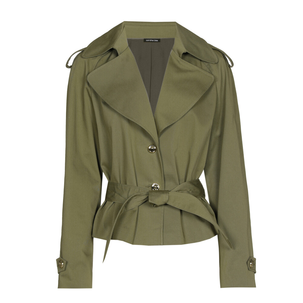 Caroline Biss - SHORT TRENDY COTTON TRENCH COAT khaki