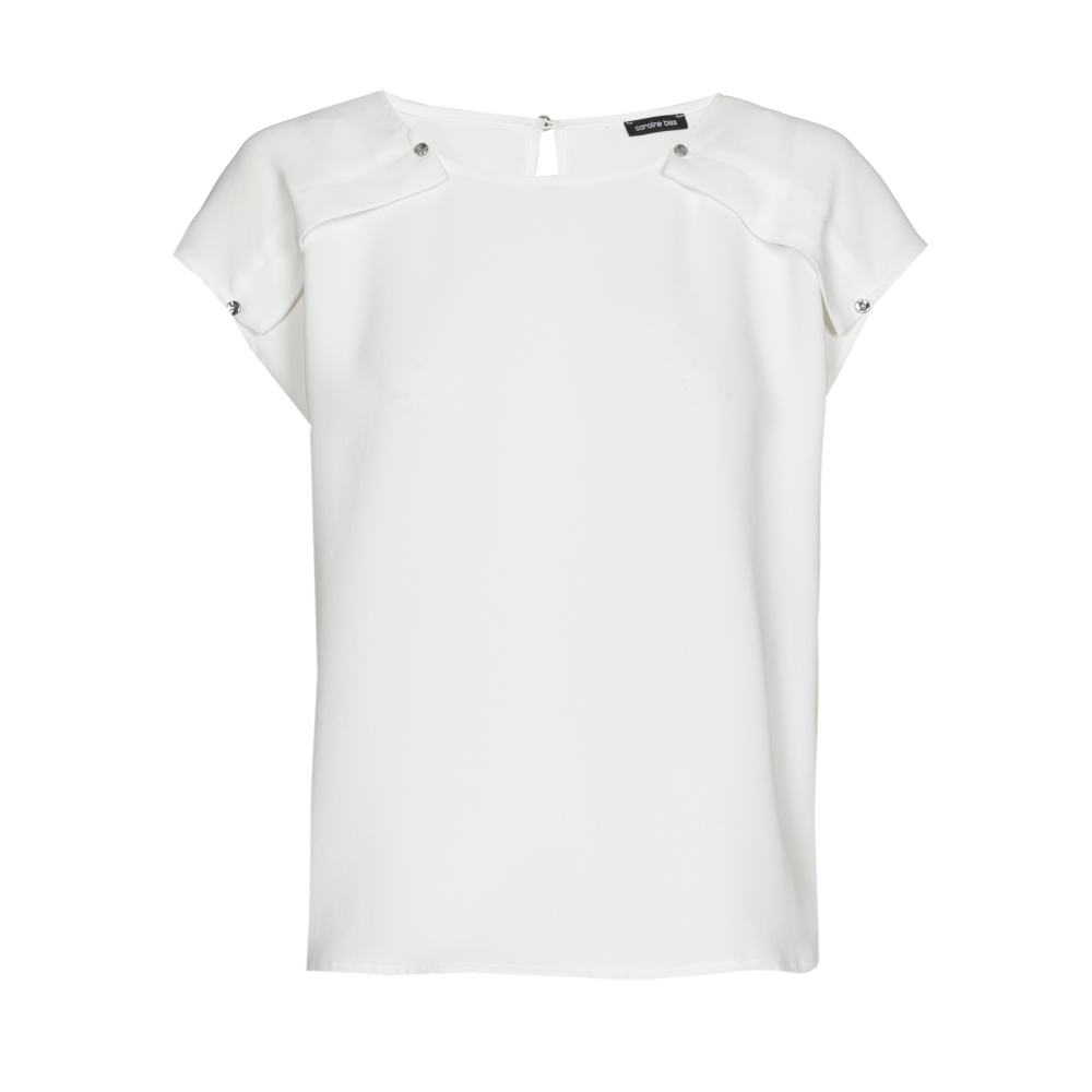 Caroline Biss - SHORT STRAIGHT TOP WITH SHOULDER EFFECT off white