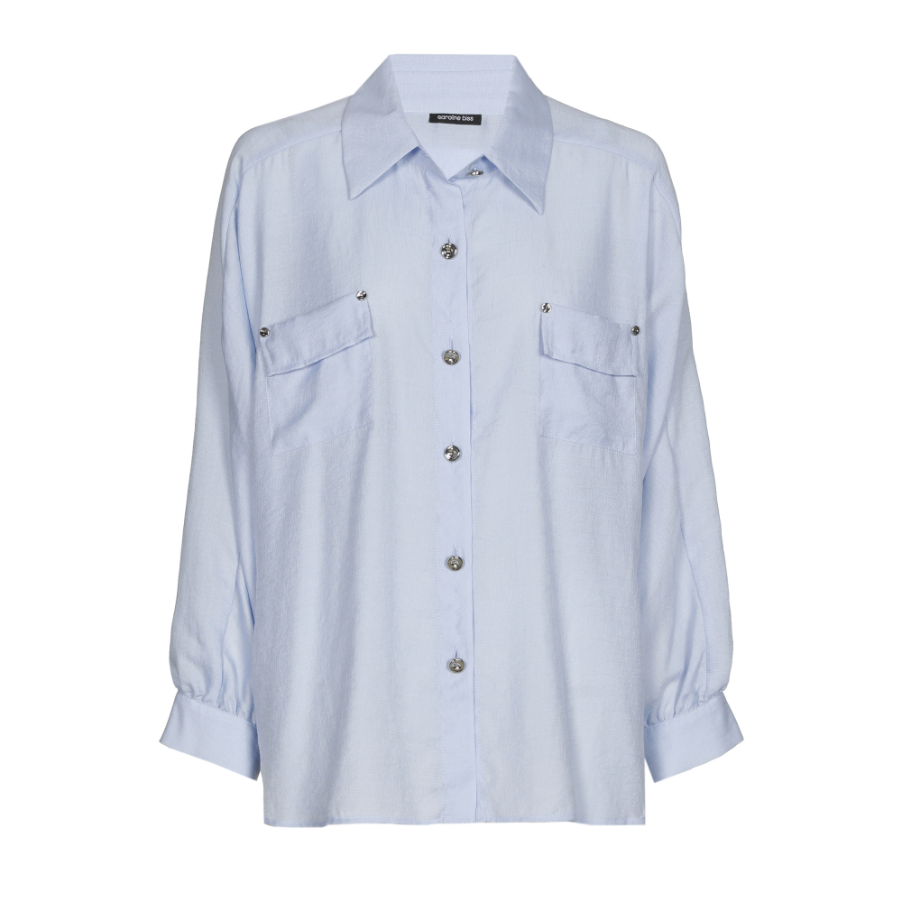 Caroline Biss - OVERSIZED LOOSE BLOUSE WITH ELEGANT SHEEN light blue