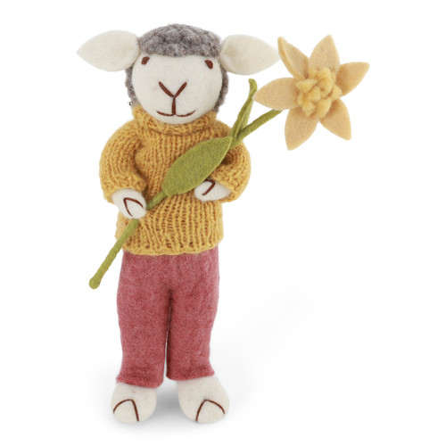 Gry & Sif - Grey Sheep with Lavender Dusty Red Pants & Daffodil
