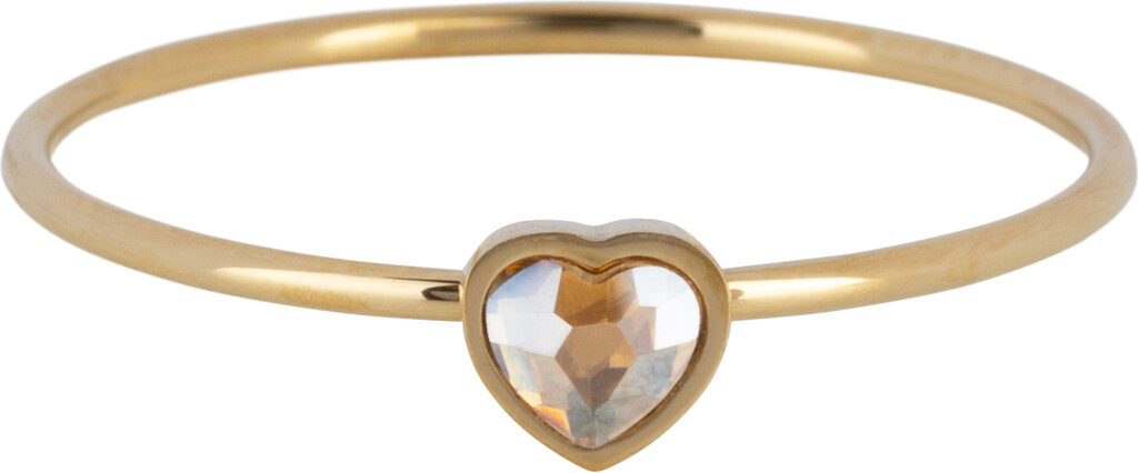 Charmins Ring - R1588 - Gold-Colored Ring with Champagne-Colored Heart Stone Steel – Birthstone November