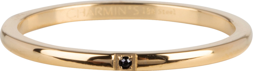 Charmins Ring - R867 - Precious Black Stone Goldplated
