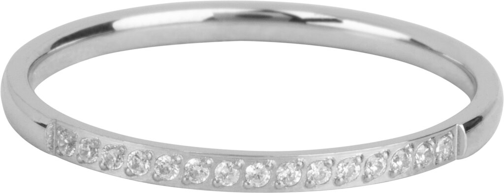 Charmins Ring - R1252 - Steel Small Alliance Ring White Crystals